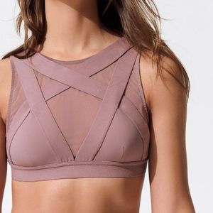 ALO Yoga Bandage Mauve Sports Bra Mesh S
